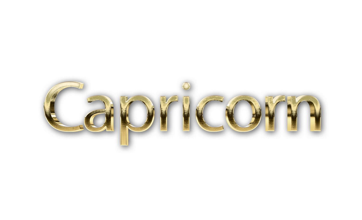 zodiac sign word CAPRICORN golden 3D text typography PNG images free